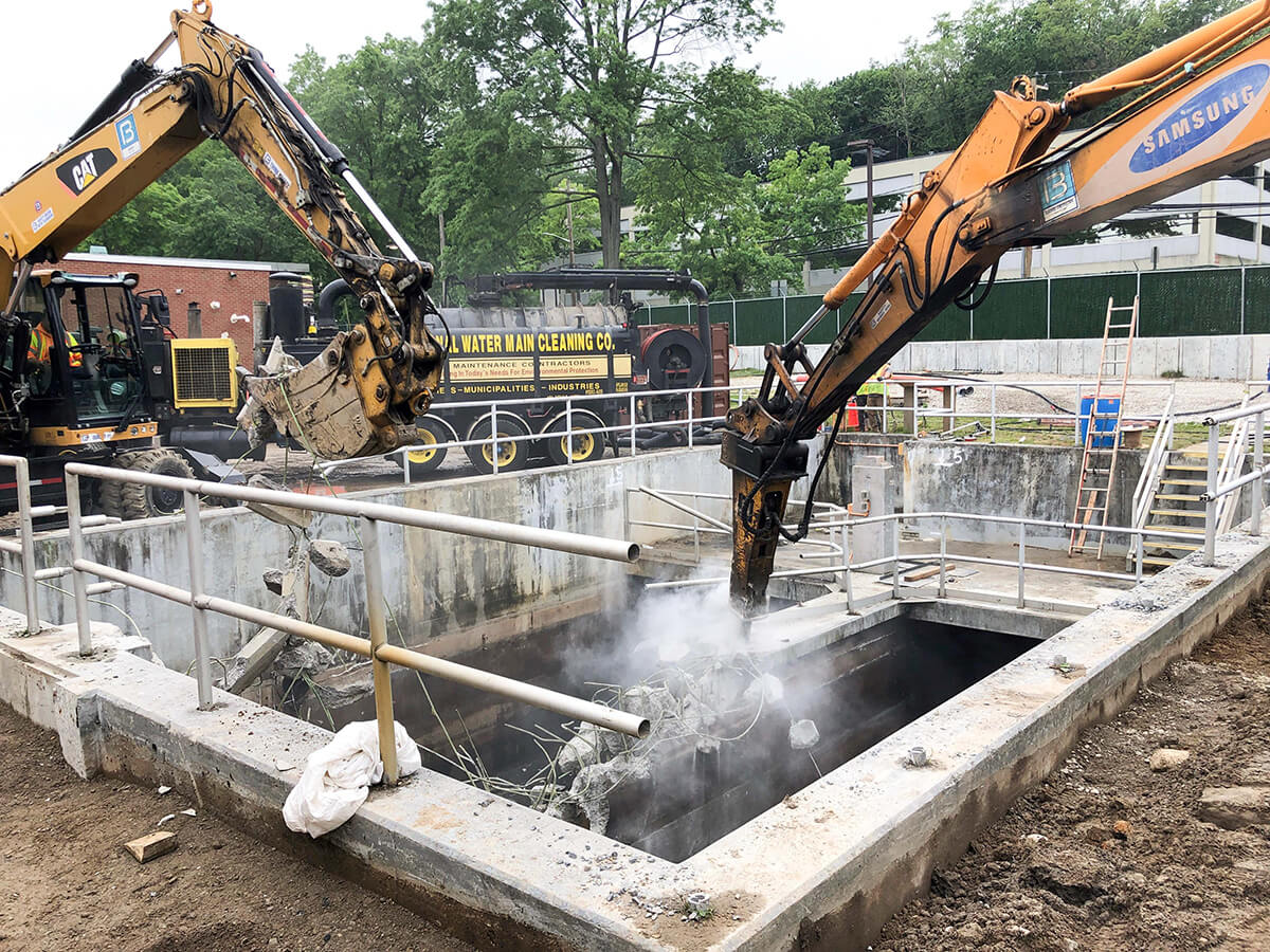 Heavy civil construction equipment on an active jobsite