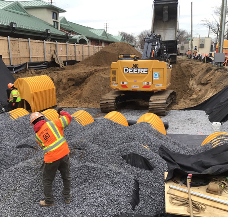 Bancker crew performing site utility installation work